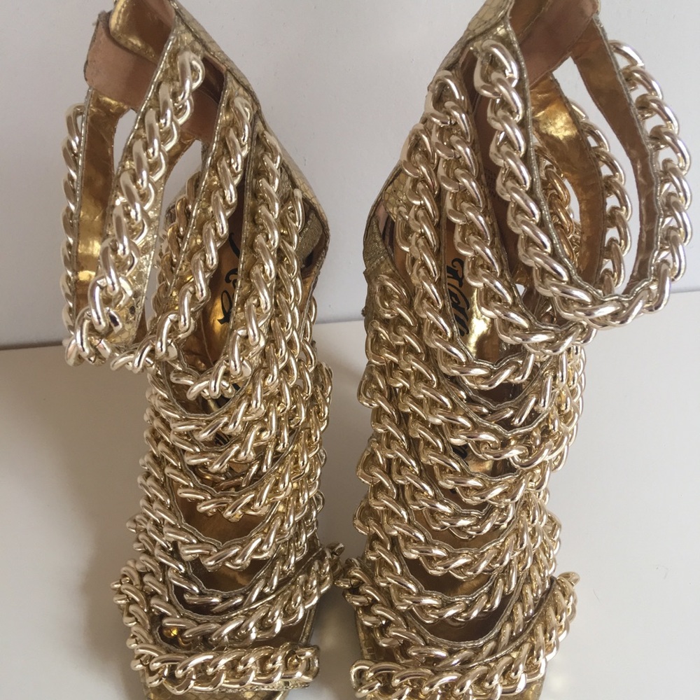 Gold high heels